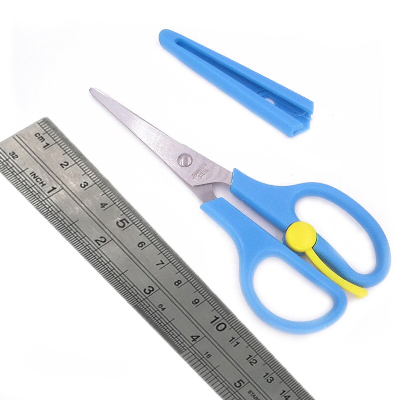 Tijeras escolares para guardería, para seguridad de niños y Chico, tijeras de papelería para oficina, papel para manualidades para el hogar, tijeras de corte para manualidades DIY: Blue