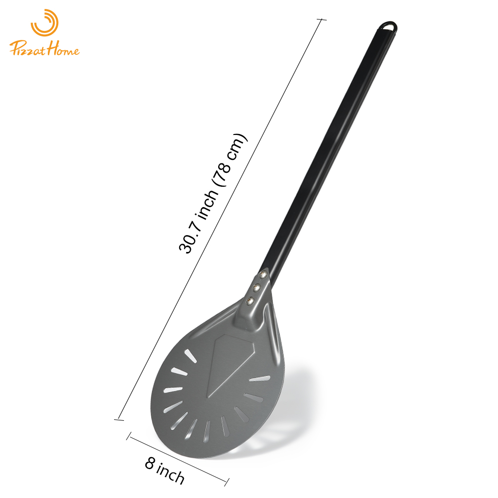 PizzAtHome 7/8/9 Zoll Pizza Drehschale Aluminium Pizzaschaufel Pizzaschale Paddel Kurzes Pizzawerkzeug Ofenzubehör: Braun