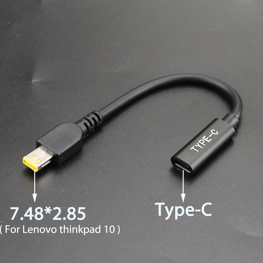 ChengHaoRan DC USB tipo C hembra a conector adaptador macho CC cuadrado para Lenovo Thinkpad 10 Helix adaptador para ordenador portátil 20V enchufe cuadrado