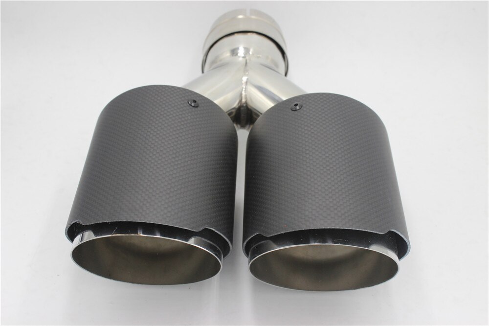 Exhaust Pipes carbon Universal DUAL Exhaust End Tip Auto Matte Carbon Fiber dual exhaust tip Exhaust Nozzles Muffler Pipes