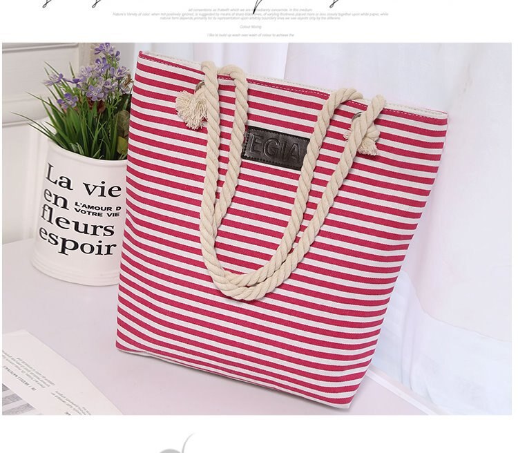 Neue Stil Leinwand Schulter Tasche Dicken Seil Koreanische Streifen frauen Tasche Student Tutorial Tasche Anpassung Starke: Rot