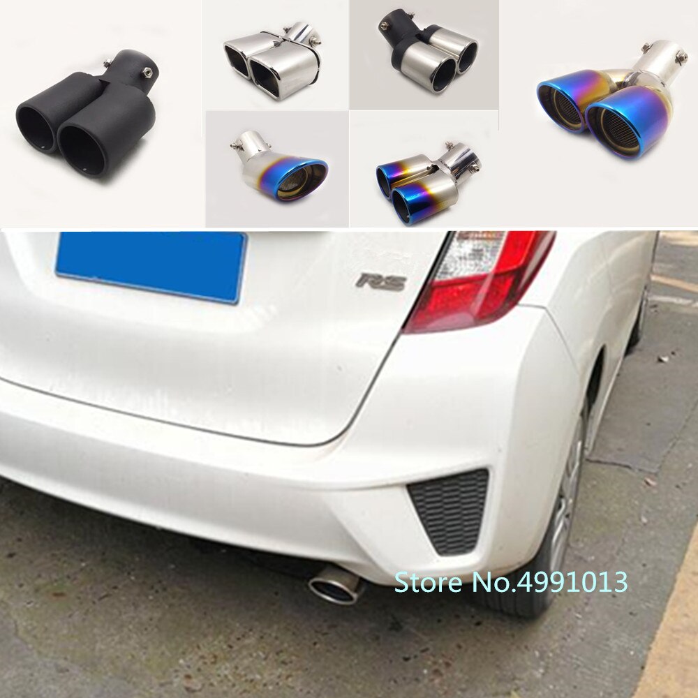 Car cover stainless steel muffler exterior end pipe dedicate exhaust tip tail outlet ornament For Honda Fit jazz