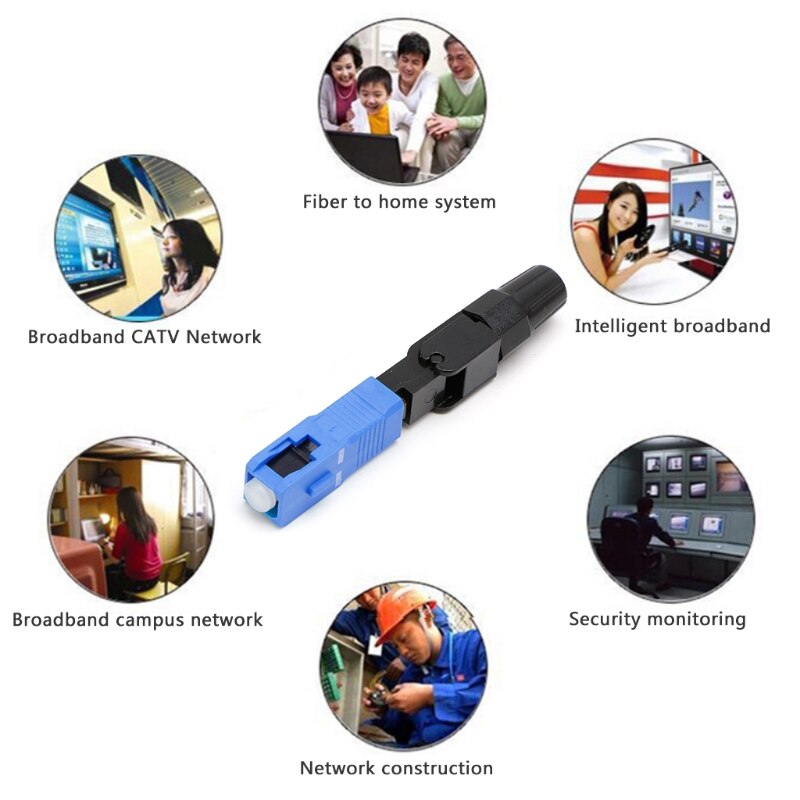 100PCS SC Optic Fiber Quick Cold FTTH SC Single Mode UPC Fast Connector