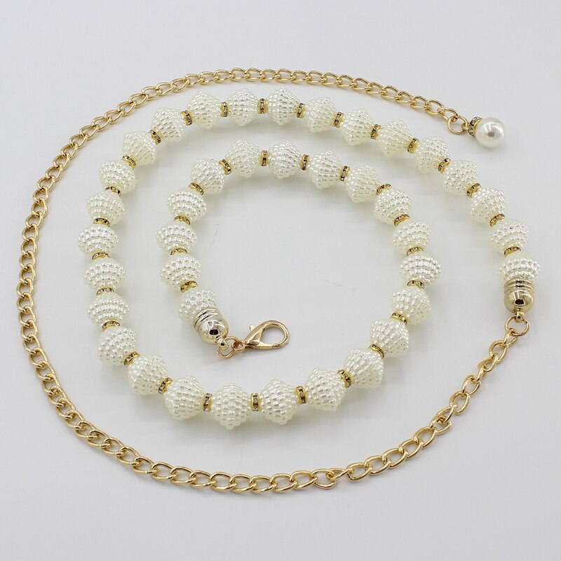 2022 hanfu belt women simulated pearl belts alloy chain belts waistband women dresses clothing female accessories: color4