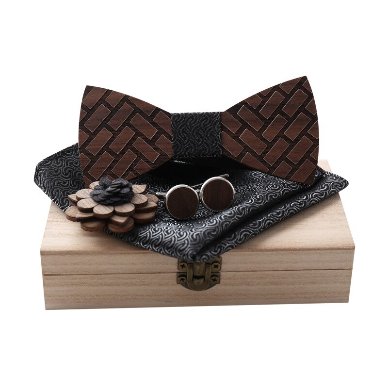 Houten vlinderdas voor heren, unisex, uitgehold, gesneden, retro stropdassen, verstelbare band, vintage vlinderdas: M3307-a11