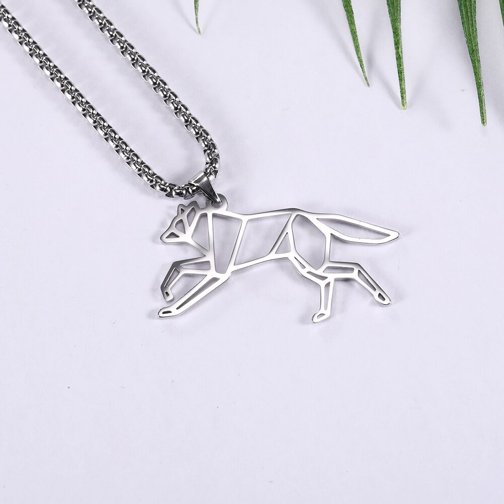 Teamer-collar con colgante de Animal de acero inoxidable para hombre, caja larga con cadena, Lobo, perro, gato, oso, León, ericio, cangrejo, camarón, joyería