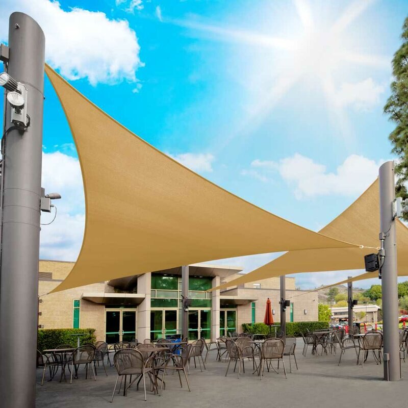 Sonne Sonnensegel Wasserdicht Dreieck Baldachin Sand Im Freien UV Sonnenschirm Segel für Terrasse Hof Hinterhof Garten Rasen Garten
