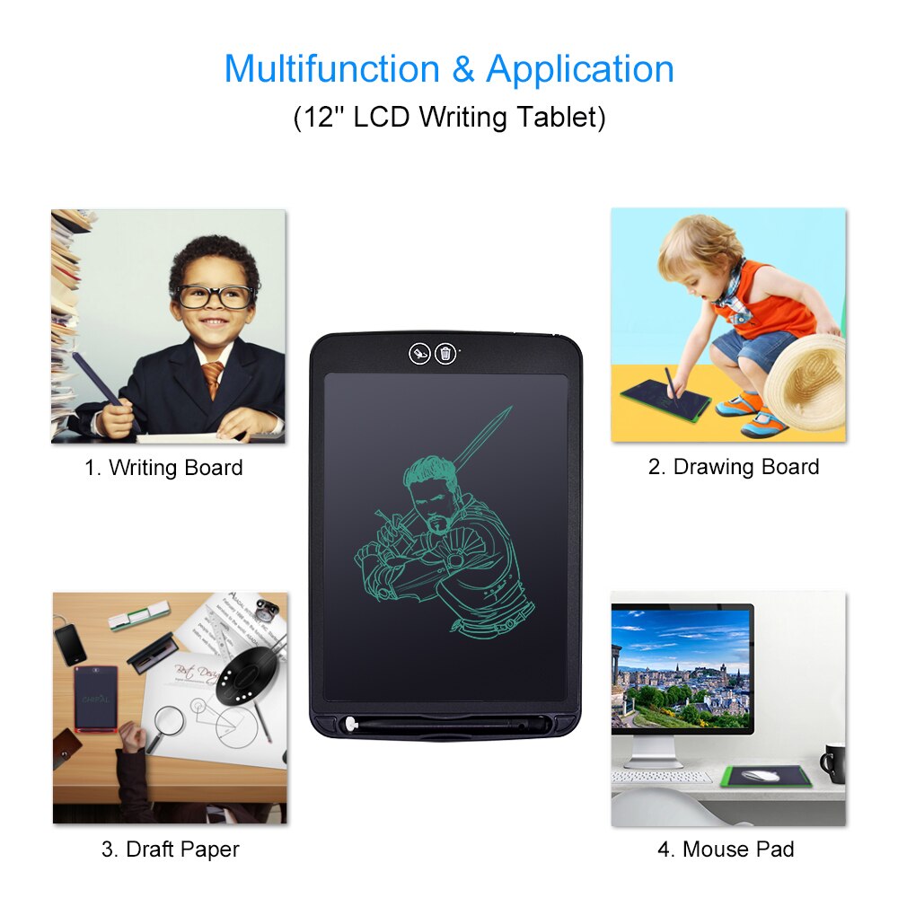 CHIPAL 10&quot; LCD Writing Drawing Tablets Electronic Digital Tablet Graphic Board Handwriting Erasable Pads + Pen for Kid Children