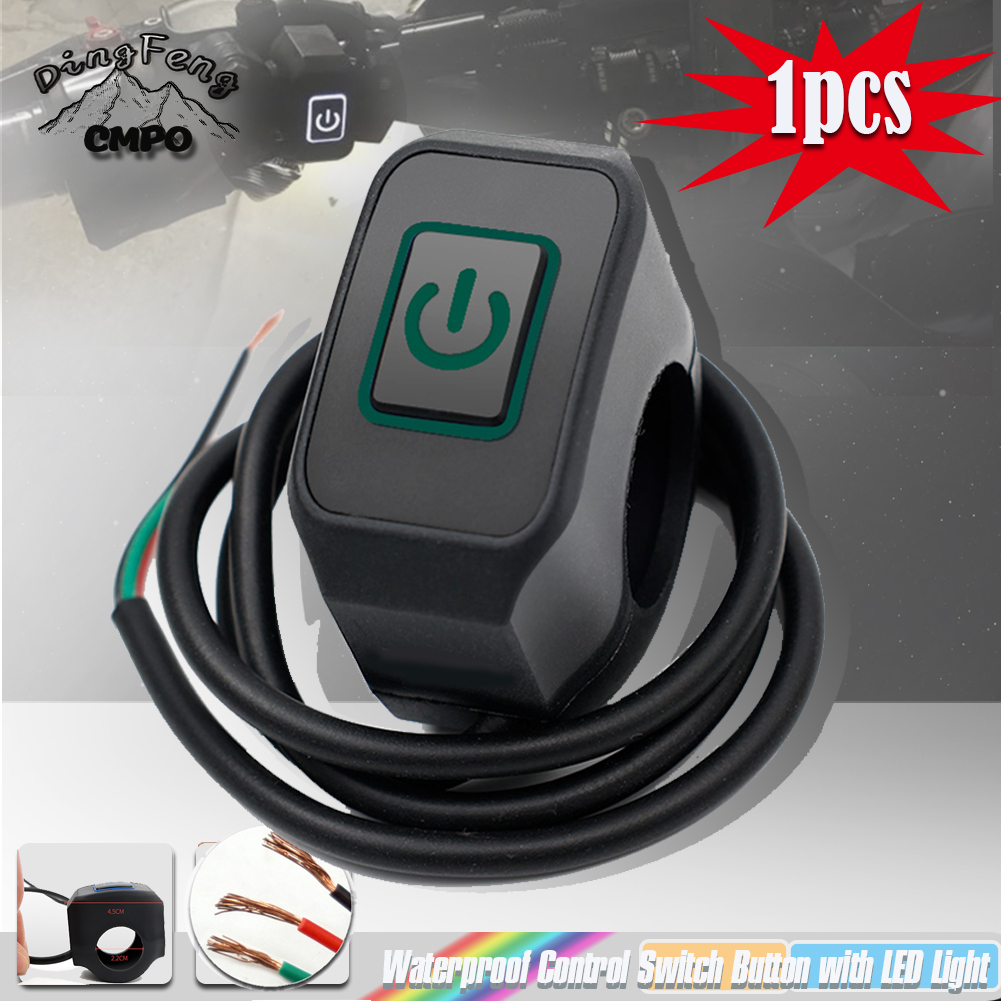 1/2 pièces interrupteur de guidon de moto avec bouton momentané de lumière LED pour électrique Star Kill bouton de commutation de commande étanche 22mm: MULTI