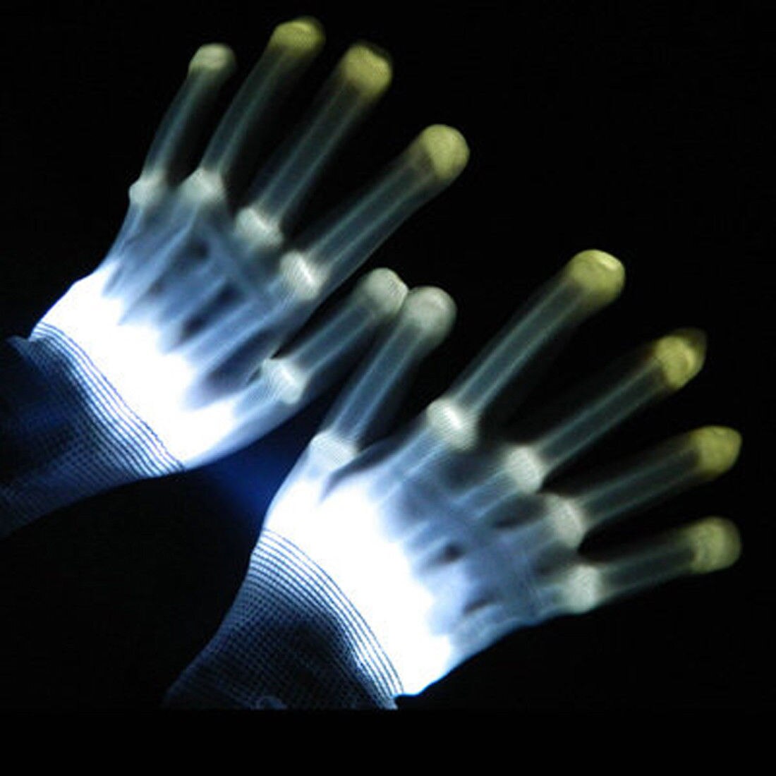Lumière LED gants lumineux doigt éclairage électro Rave fête danse squelette Halloween: WHITE