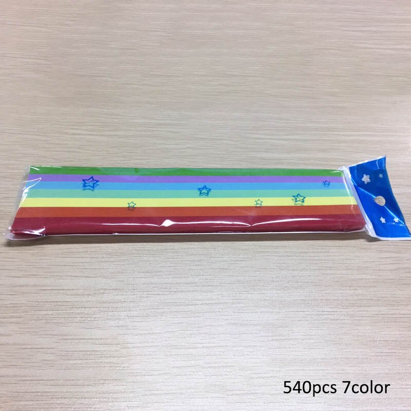 Wykonany ręcznie kolorowe karty DIY prezent Quilling papieru gwiazda na szczęście rzemieślnicze origami 380/540szt. paski papieru papier pakowy: 540szt 7kolor