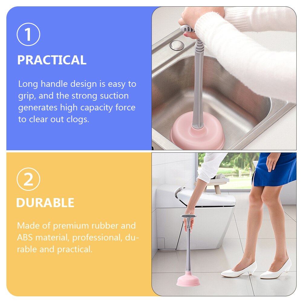 Toilet Plunger Useful Long Handle Rubber Cup Toilet Plunger Long Handle Plunger for Kitchen Sink Bathroom