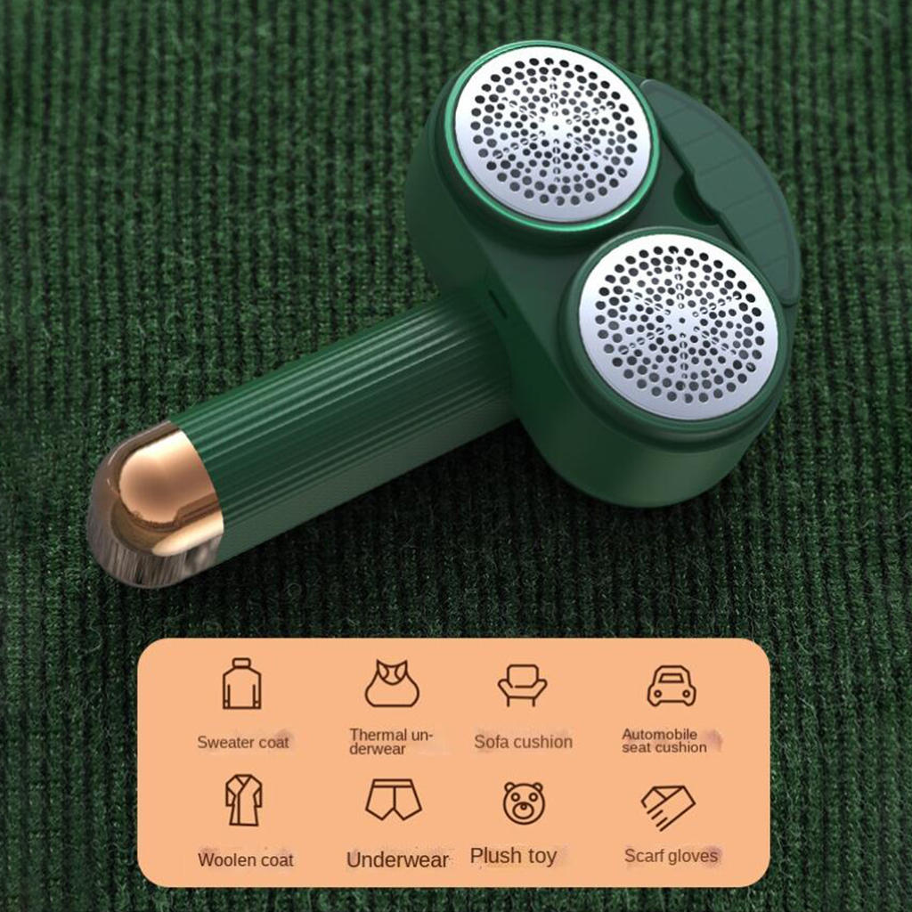 Afeitadora eléctrica de pelusa de doble cabezal, Defuzzer de tela, suéter, removedor de pelusa para ropa: green