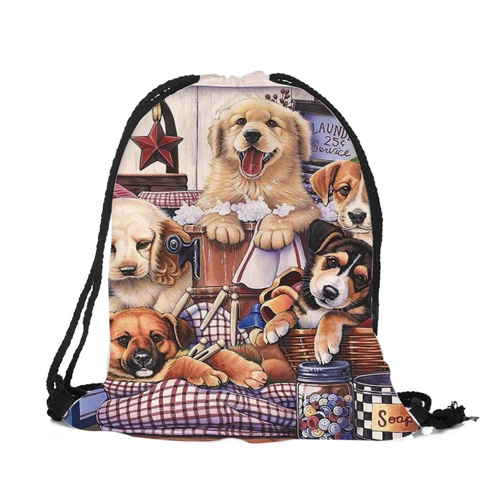 Pretty Dier Patroon Casual Rugzak Golden Retriever Labrador Kat Print Schoudertas Wasbare Duurzaam Multifunctionele Zakken: 002