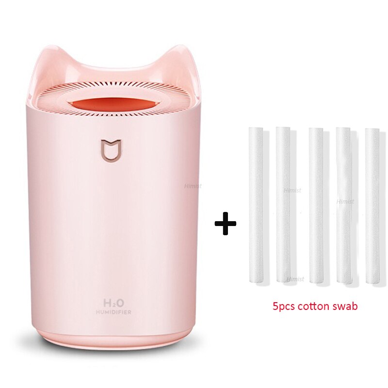 Huis Luchtbevochtiger 3000Ml Dubbele Nozzle Cool Mist Aroma Diffuser Met Coloful Led Licht Zware Mist Ultrasone Usb Humidificador: Pink and 5 filters