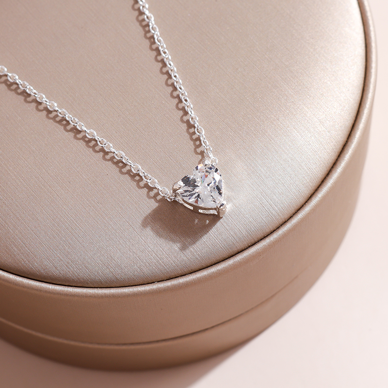 Aihua Clear Crystal Heart Necklace Zircon Love Heart Chokers Necklaces Bridal Wedding Party Jewelry: Light Yellow Gold Color