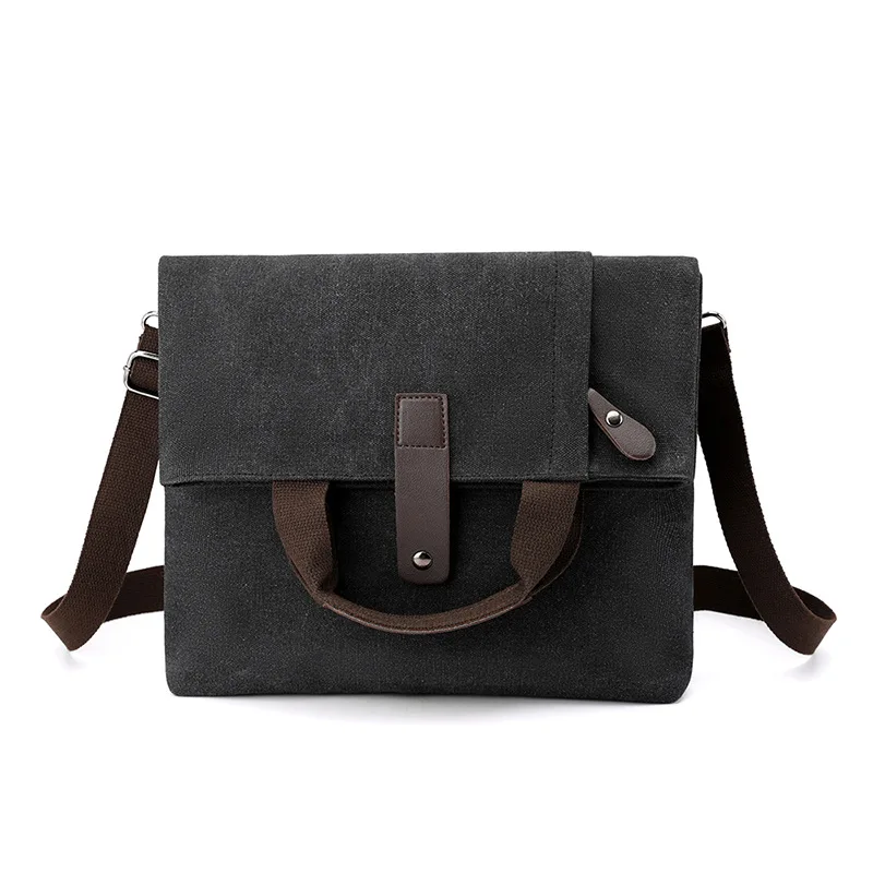 Heren canvas schoudertas zakelijke reis crossbodytas heren multifunctionele messenger tas heren aktetas heren handtassen shoppers: Zwart