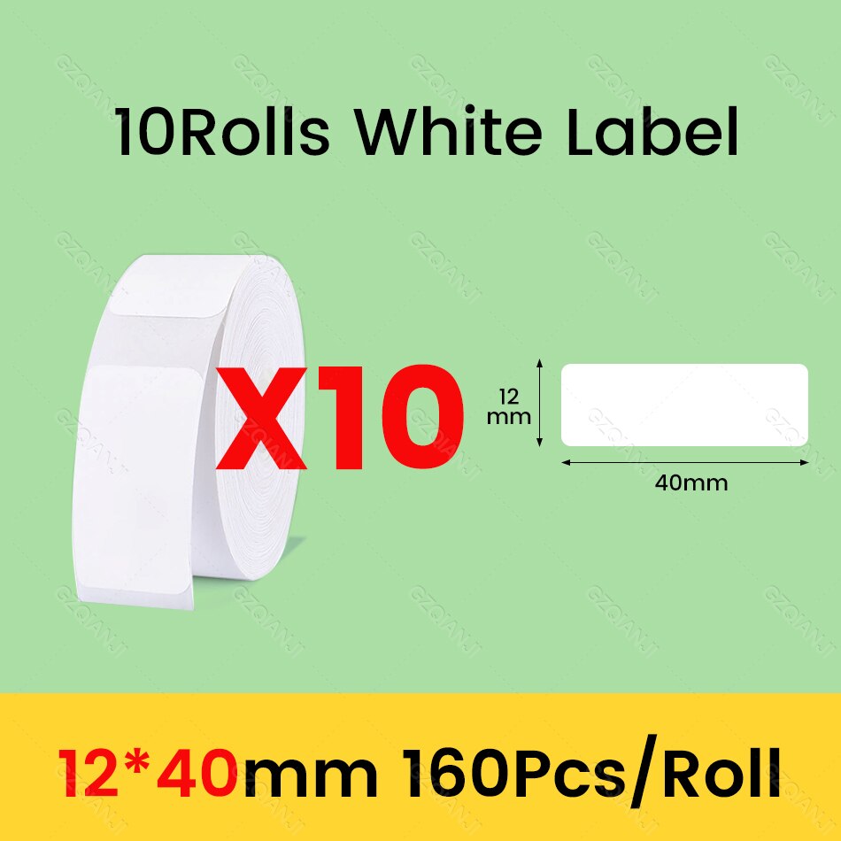 Niimbot D11 D101 D110 Offical Label Sticker Paper Rolls Various sizes of White Color Label Papers 3 5 10 Rolls for Printer USE: light green