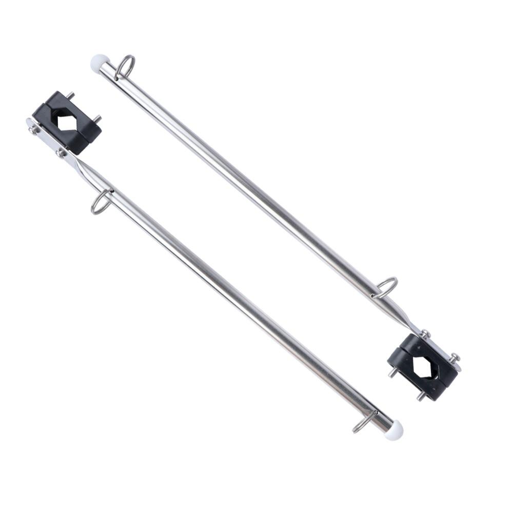 2 Pieces Stainless Steel Rail Mount Boat Pulpit Staff (7/8" - 1 1/4"), 15.5"Boat Yacht Marine Flag Pole
