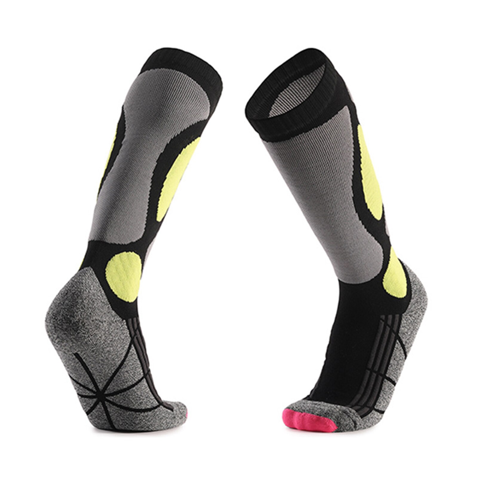 1 paire unisexe Tube Long voyage garder au absorber la sueur randonnée Ski chaussettes épaissi automne hiver coton mélange Camping anti-dérapant: Jaune