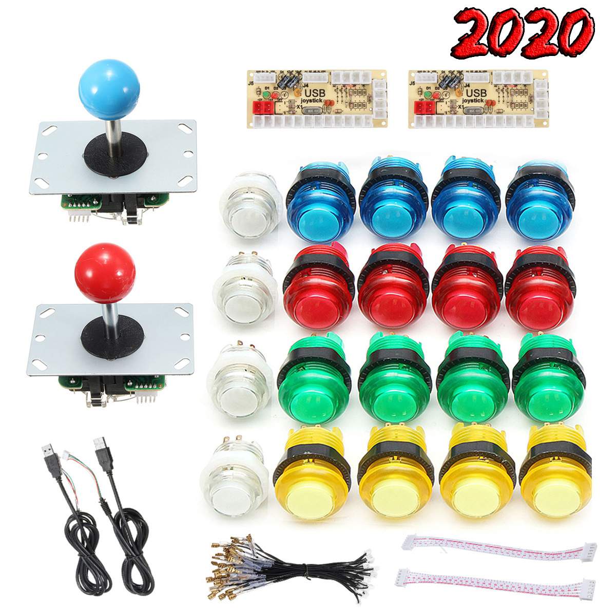 Arcade Joystick DIY Kit Zero Delay Arcade USB Encoder To PC Arcade Joystick and Push Buttons For Arcade Mame Gaming DIY Kits