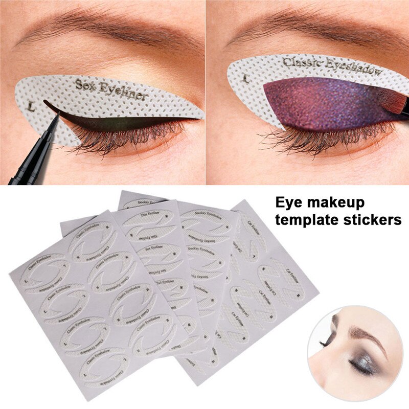 4 hojas plantilla para delinear ojos de cola de pescado de sombra de ojos delineador de ojos modelos plantilla para molde herramientas plantilla para marcar cejas DIY herramienta de maquillaje