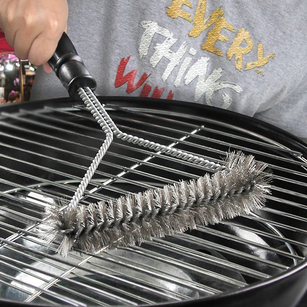 Triangle Wire Barbecue Cleaning Brush Portable Anti Rust Durable Handheld Stainless Steel Wire BBQ Grill Brush For Home Kitchen
