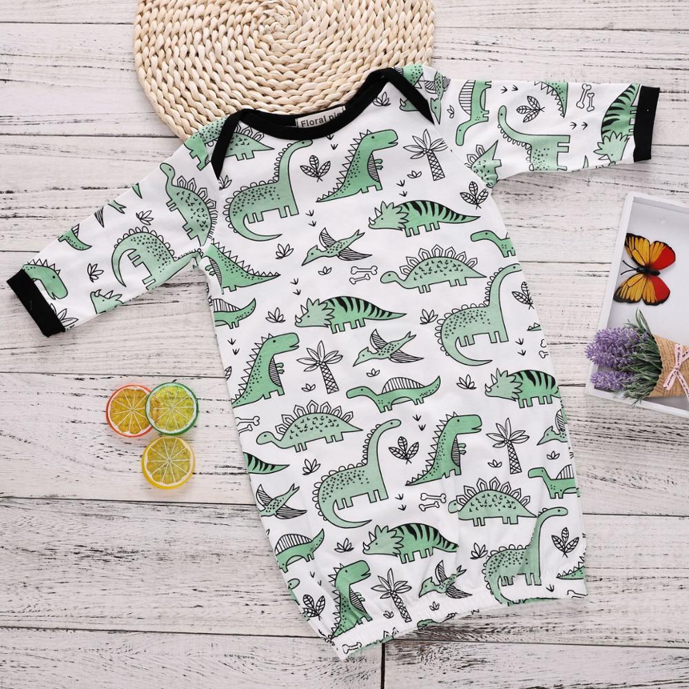 Vtom Pasgeboren Baby Nachtkleding Kinderen Gewaad Baby Baby Jongens Meisjes Cartoon Dinosaurus Baby Winter Slapen Slijtage Hoed 2 Stuks Set