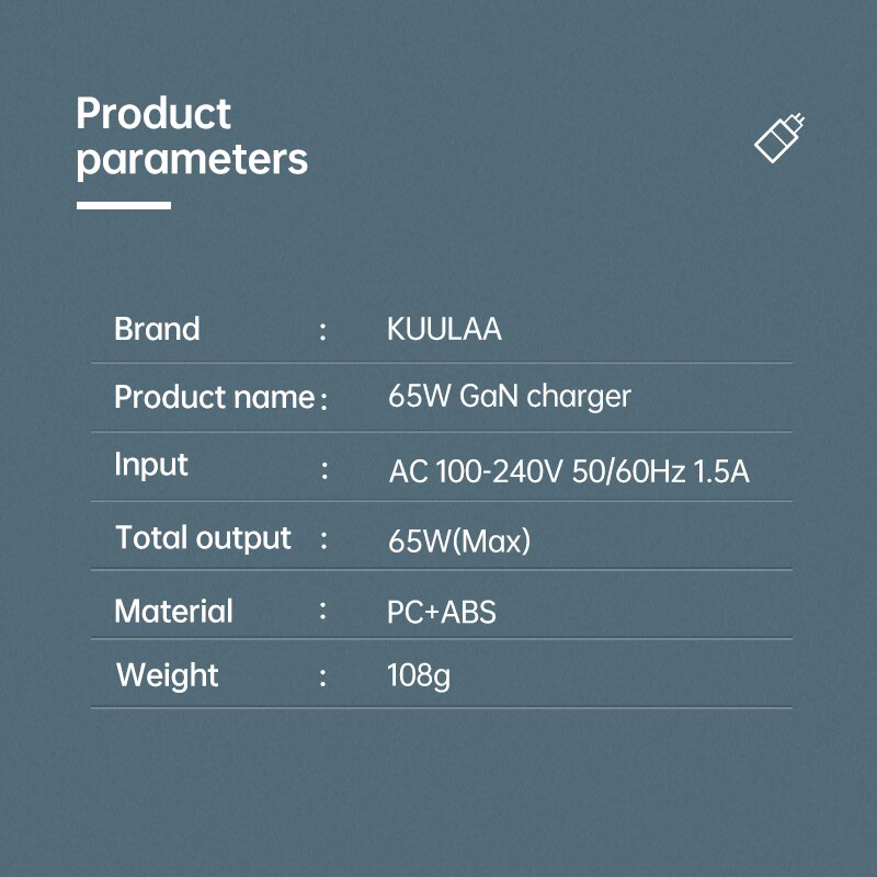 KUULAA GaN Charger PD 3.0 Fast USB Charger For iPhone 11 Pro Max AFC FCP SCP QC 3.0 For Samsung S10 Plus 65W Quick USB Charger