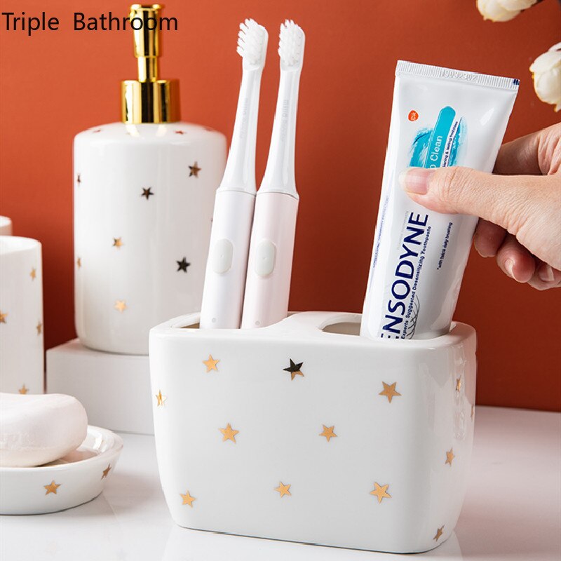1pc Star Style Ceramic Home Hotel Bathroom Accessories Soap Soap Toothbrush Holder Mouth Cup Lotion Bottle Product