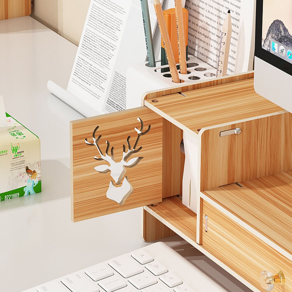 Desktop Computer Increased Rack Office Supplies With Drawer Storage Rack Box Notebook Adjustable Stand Computer Desk Organizer