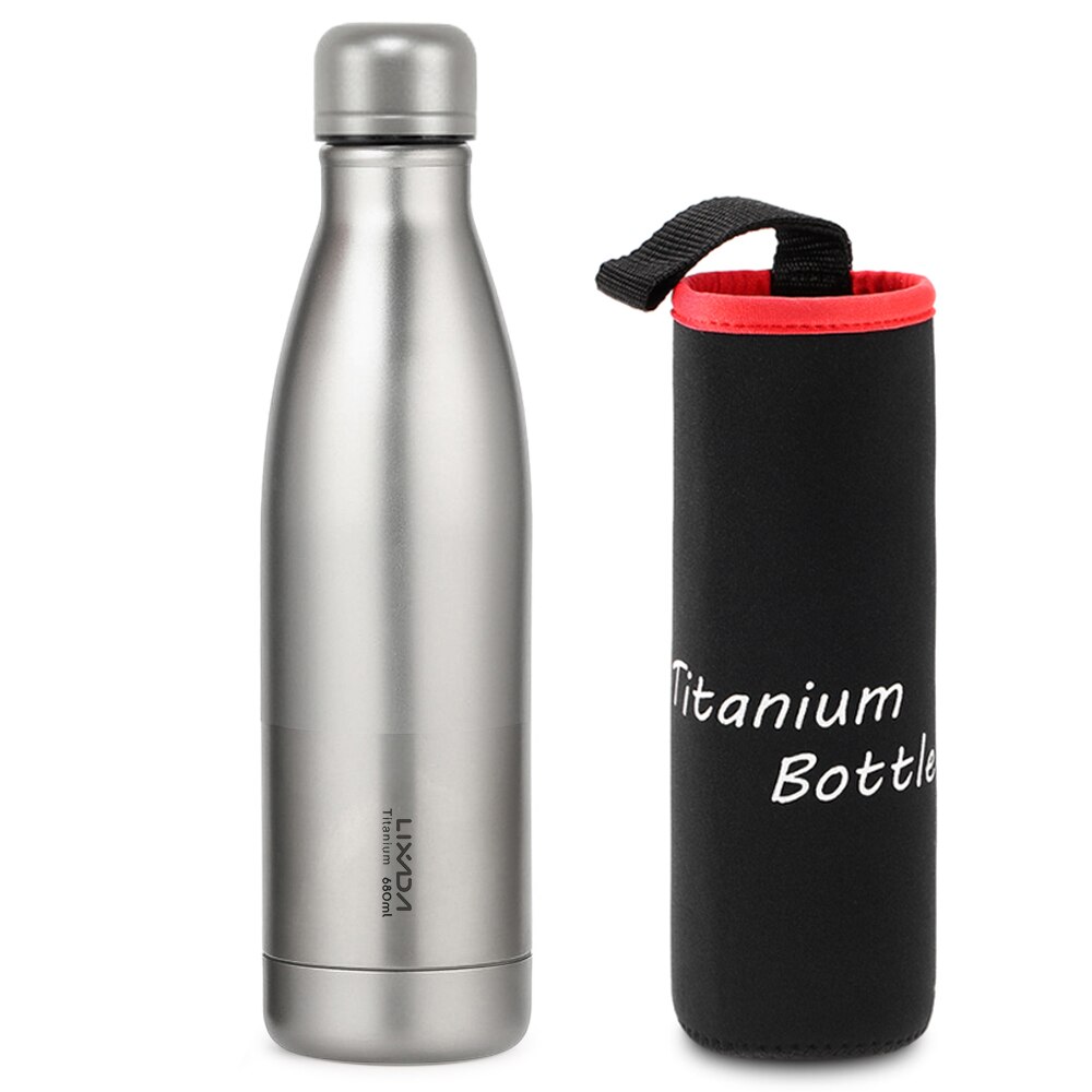 Lixada 550/680Ml Titanium Water Fles Lichtgewicht Outdoor Sport Fles Voor Camping Wandelen Fietsen Backpacken Titanium Fles: 8374P 680ml