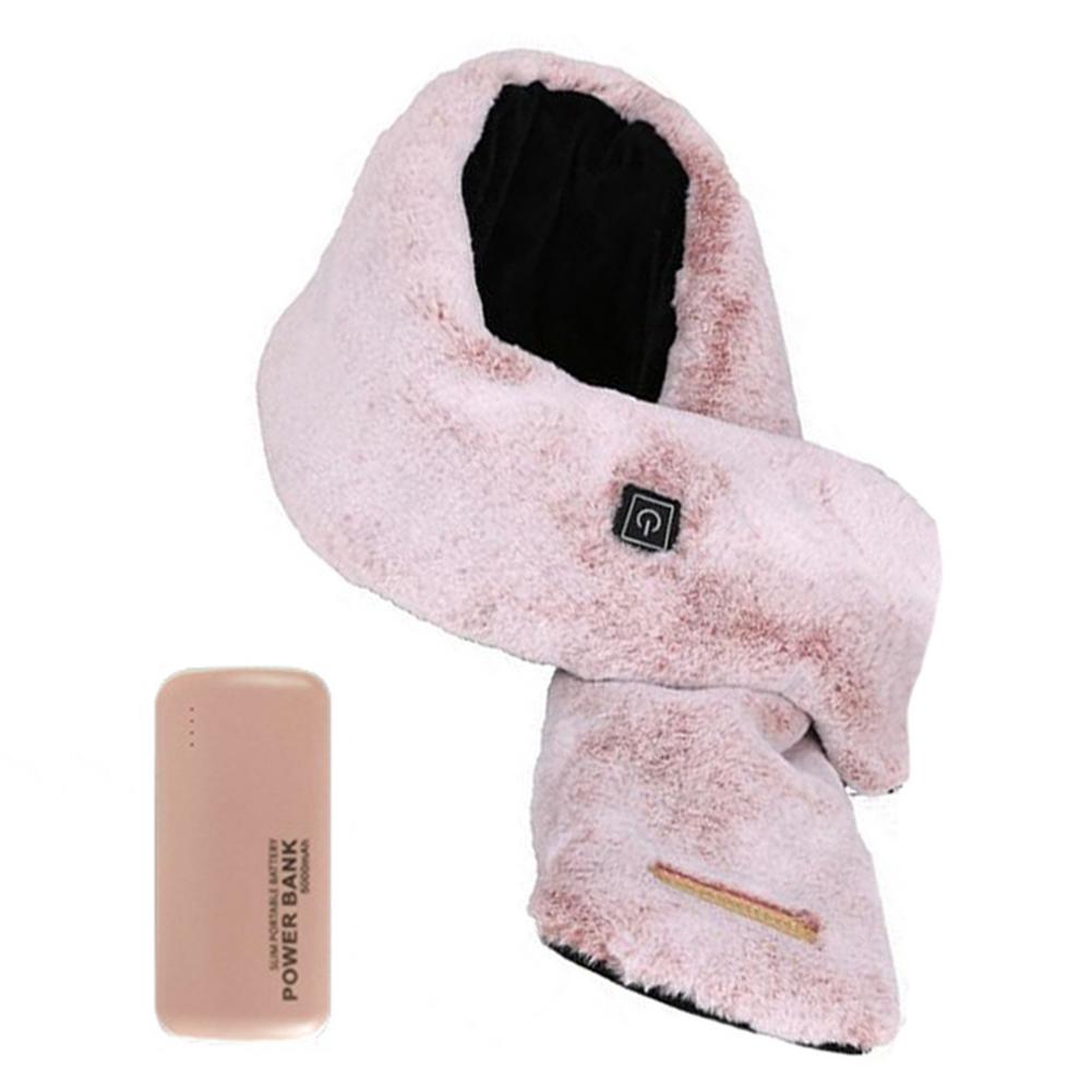 Bufanda calefactable chal de calor USB impermeable abrigo de cuello eléctrico cálido: Pink  with Power