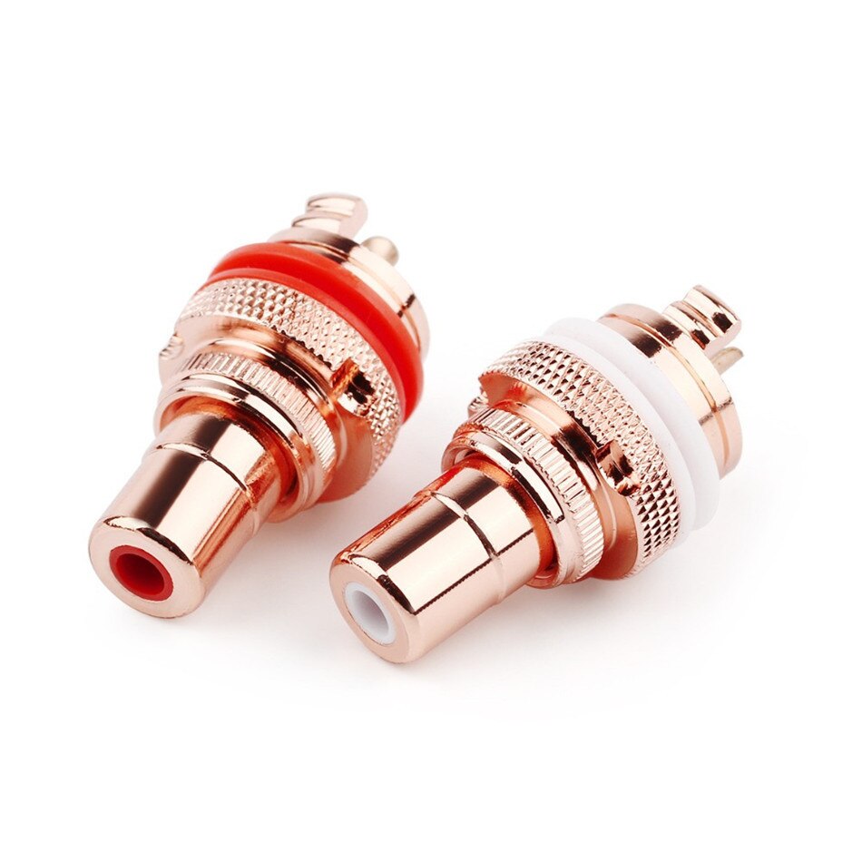 RCA Connector Female Jack Bright/Copper/Dumb/Rhodium Plated Socket Chassis Speaker Connectors 32mm HiFi Amplifier Audio Terminal: Mix Color Copper / 8pcs