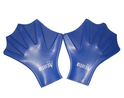 E1079 100%  silikone helfinger dykkersvømmehandsker svømmetræner håndpadler svømmefødder: Marine blå / L