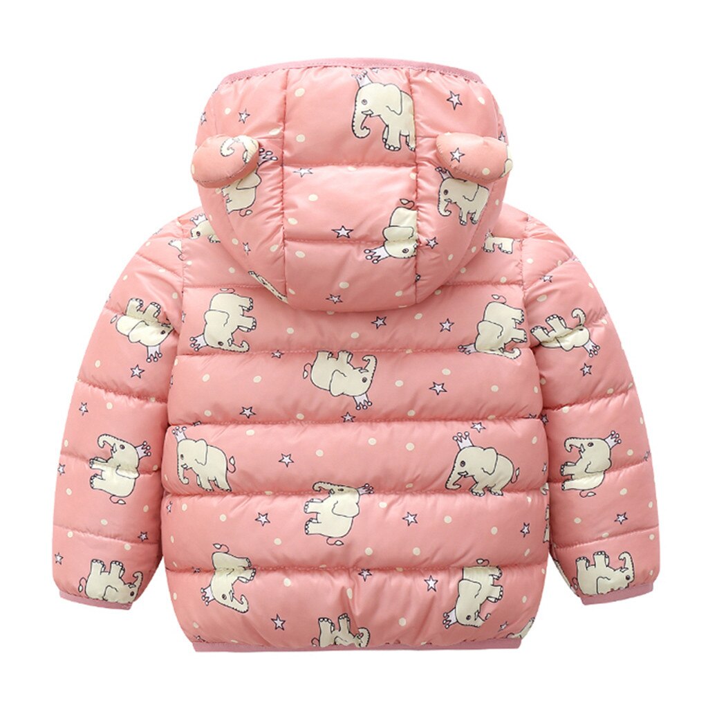 Toddler Infant Baby Girls Boys Winter Windproof Long Sleeve Cartoon Elephant Zipper Coat Hooded Warm Outwear Jacket#g4