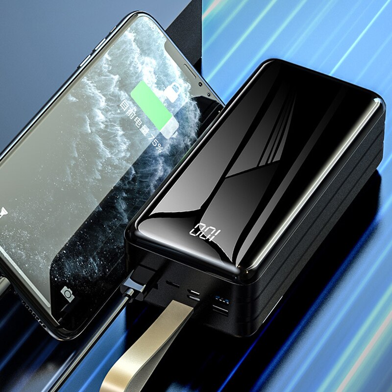 80000 mah powerbank mit 2 in ausgängen 4 poliertem lcd-bildschirm, intelligenter led-digitalanzeige und tragbarer externer stromversorgung