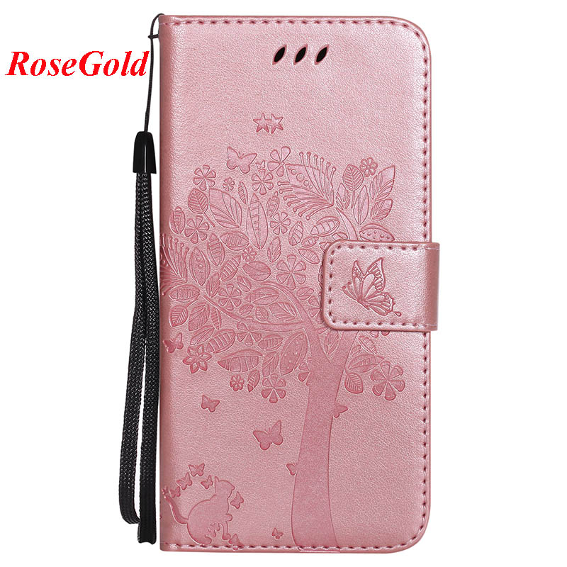 For Huawei P7 Case PU Leather Wallet Flip Stand Cover 3D Tree For Huawei P7 P7-L00 P7-L05 P7-L10 P7-L11 Phone Cases Fundas: Rosegold