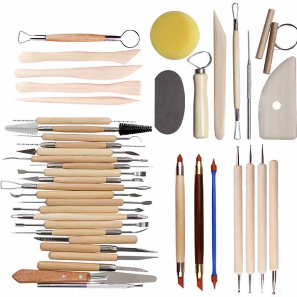 Arts Crafts Clay Sculpting Tools Pottery Carving Tool kit Pottery & Ceramics Ceramics Wooden Handle Modeling Clay Tools: 42 Pieces