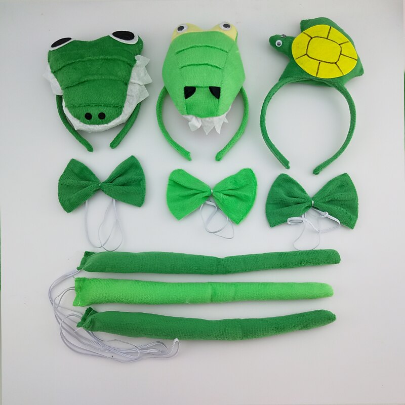 Man Vrouw Kids Jongen Meisje Dinosaurus Krokodil Schildpad 3D Hoofdband Staart Tie Props Animal Cosplay Party Halloween Kostuum Voor Kinderen