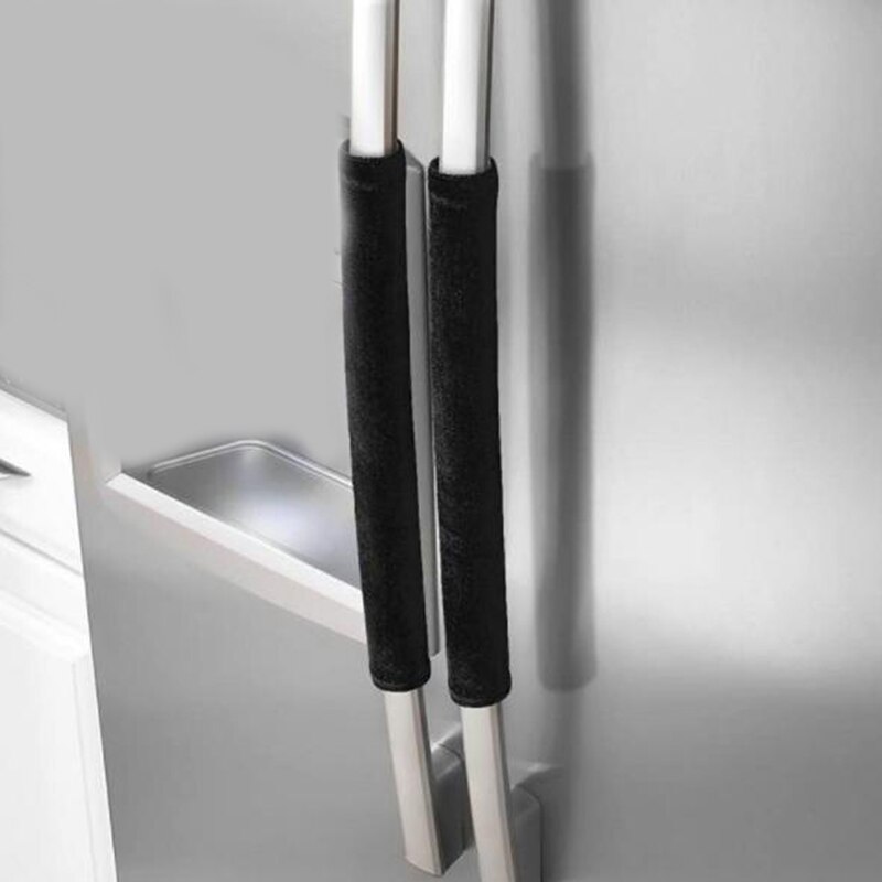 2 sztuk drzwi lodówki osłona klamki urządzenie kuchenne dekoracje uchwyty przeciwpoślizgowe rękawice ochraniacz lodówka piekarnik trzymaj odciski palców: blcak