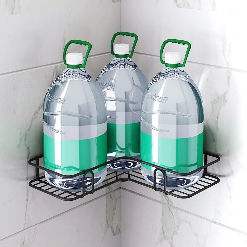 Etagère ventouse pour salle de bain ou cuisine, poinçon, cadre d'angle, fer forgé, rangement de shampoing et accessoires