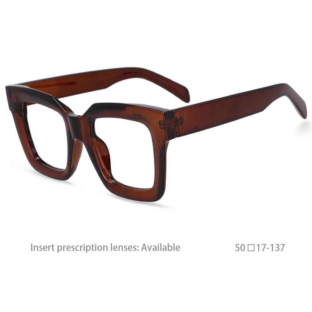 54406 Large Frame Square Glasses Frame Men Women Read Computer Glasses Frame: tea