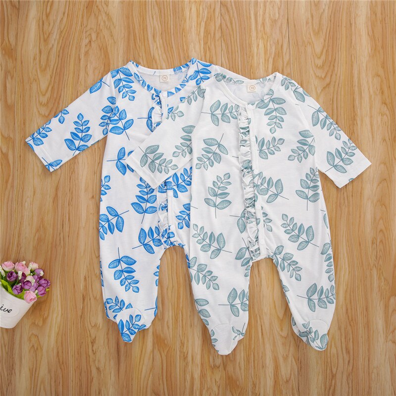 0-24M Baby Lange Jumpsuit Lente Herfst Pyjama Pasgeboren Casual Lange Mouwen Button Down Romper Voor Baby Jongens meisjes Nachtkleding Gewaden