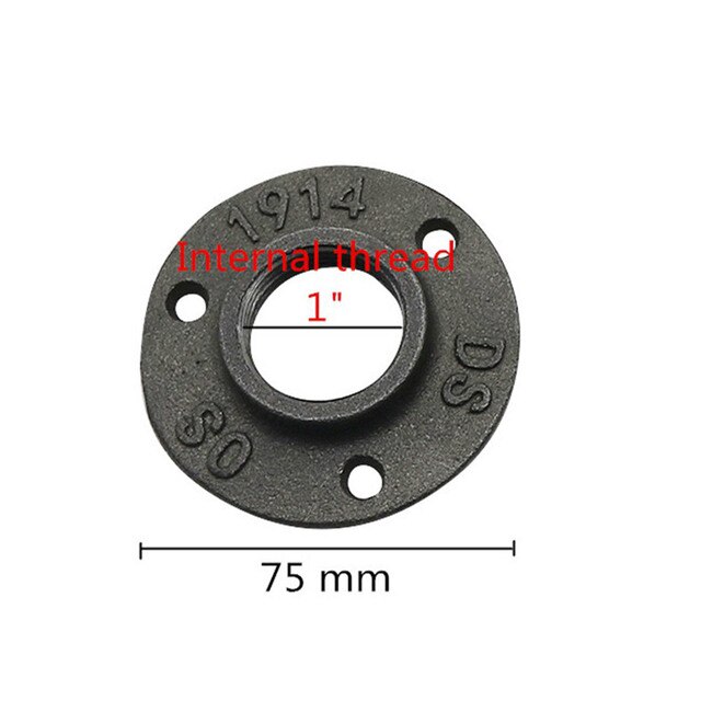 1PC 1/2" 3/4" 1" Decorative Flange Black Iron Flange Pipe Floor Fitting Wall Mount Three Bolt Holes BSP Thread For Home Hardware: 1 inch