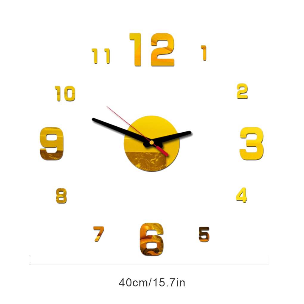 Horloge murale 3D auto-adhésive, miroir autocollant, décoration de salon, de maison, horloge décorative en acrylique, moderne , DIY bricolage