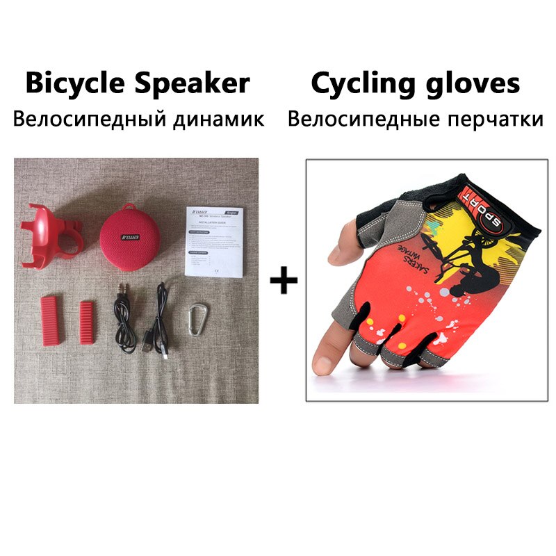 Bicicletta Altoparlante Bluetooth Esterno Portatile Mini Colonna IPX7 Senza Fili Impermeabile Altoparlante di Musica di Centro Boombox TF di Sostegno di FM: Blue with gloves