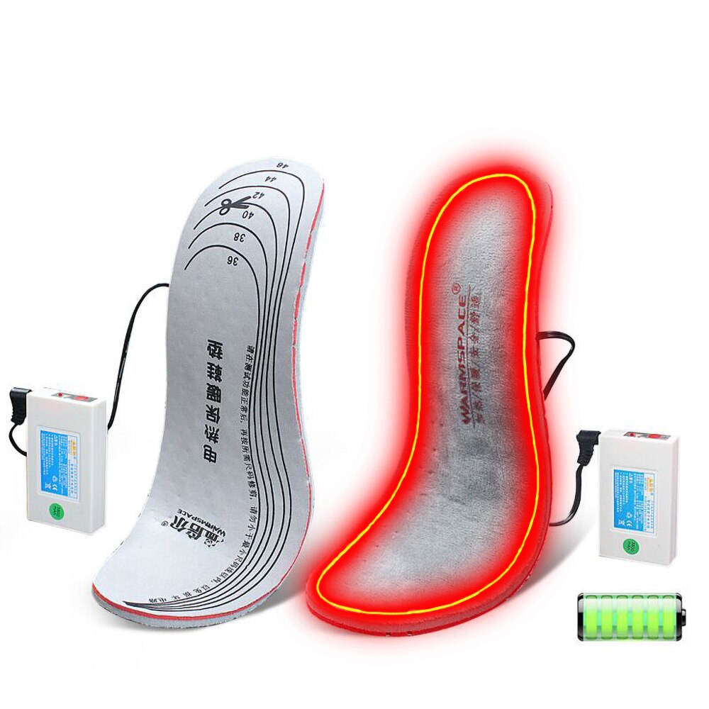 WARMSPACE Electric Heating Insoles Winter Thermal Heated Insoles Washable Sports Boots Insole For Camping Skiing Battery Powered