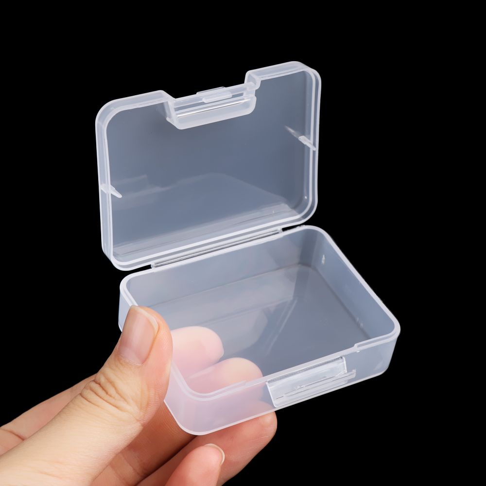 Ulike tidligere plast gjennomsiktig oppbevaringsboks småting mangfoldig organizer etui smykker øredobber ringetone perler beholder verktøy