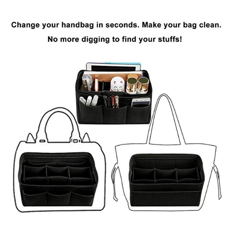 Frauen Filz Tuch Innere Tasche Passt in EinfüGen Handtasche Multi-taschen Kosmetik Taschen Lagerung Und Persönliche Gegenstände Organizer